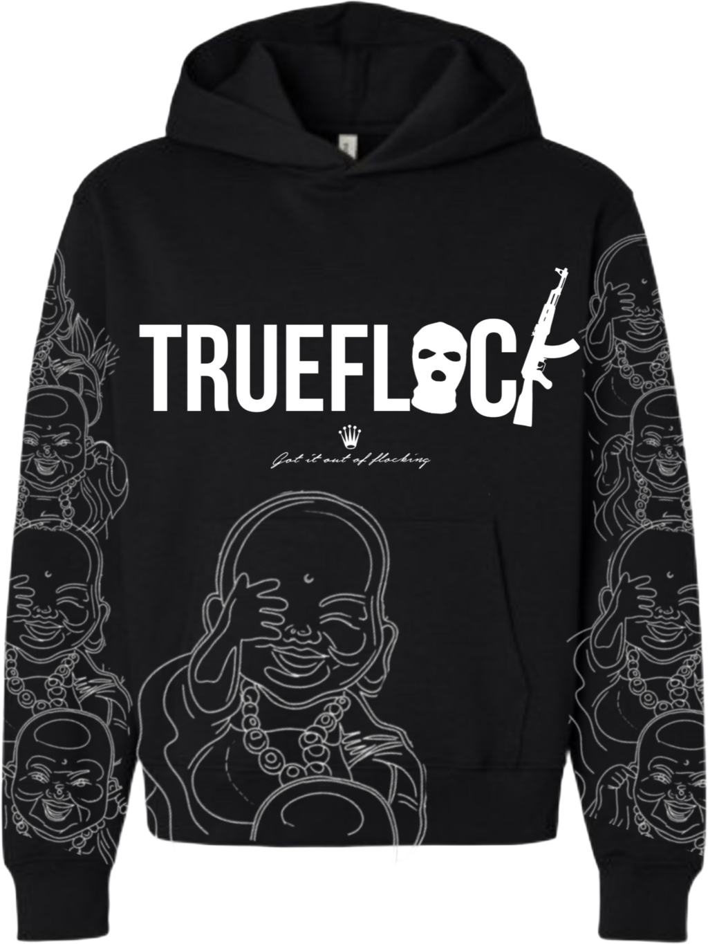 BLACK BUDDHA FLOCKER HOODIE