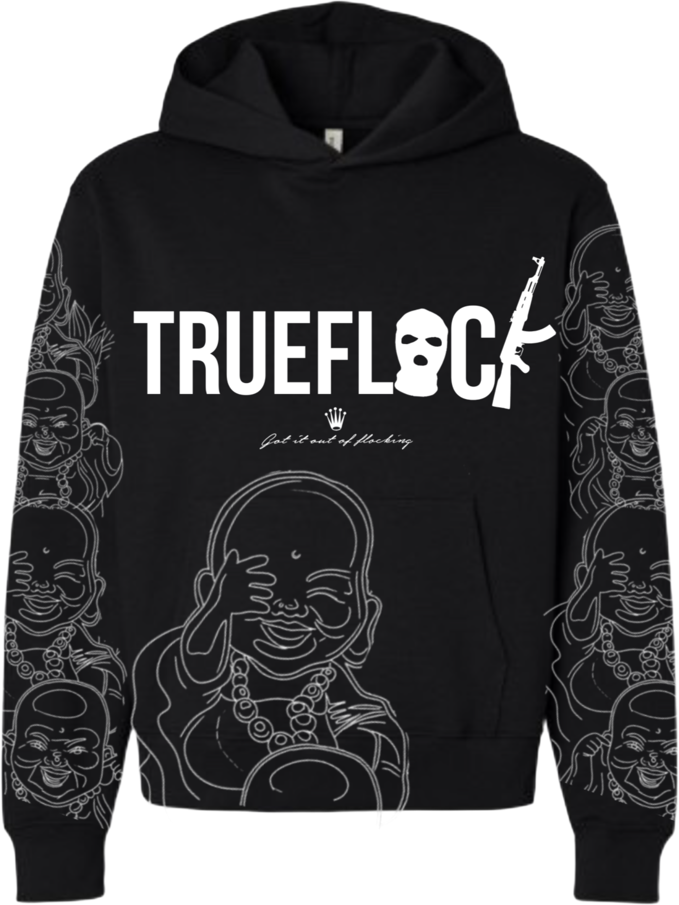 BLACK BUDDHA FLOCKER HOODIE