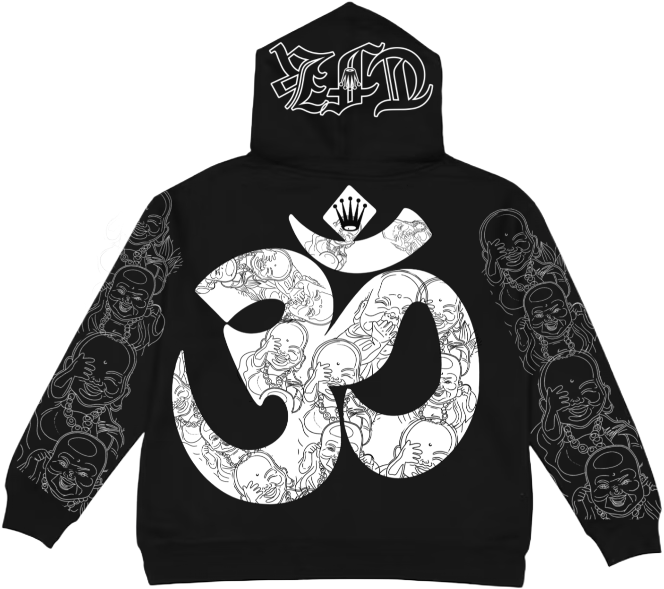 BLACK BUDDHA FLOCKER HOODIE